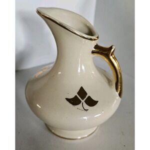 Creamer Pitcher MCM Vintage Retro Granny Boho Cottage Cream Gold Trim